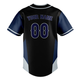 Custom Unisex Black & Navy Blue Pattern Baseball Jersey BB0000020118