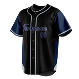 Custom Unisex Black & Navy Blue Pattern Baseball Jersey BB0000020118