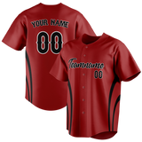 Custom Unisex Maroon & Black Pattern Baseball Jersey BB0000260801