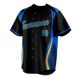 Custom Unisex Black & Royal Blue Pattern Baseball Jersey BB0000530119