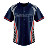 Custom Unisex Navy Blue & Gray Pattern Baseball Jersey BB0000531803
