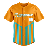 Custom Unisex Light Orange & Teal Pattern Baseball Jersey BB0000581117