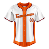 Custom Unisex White & Orange Pattern Baseball Jersey BB0000590210