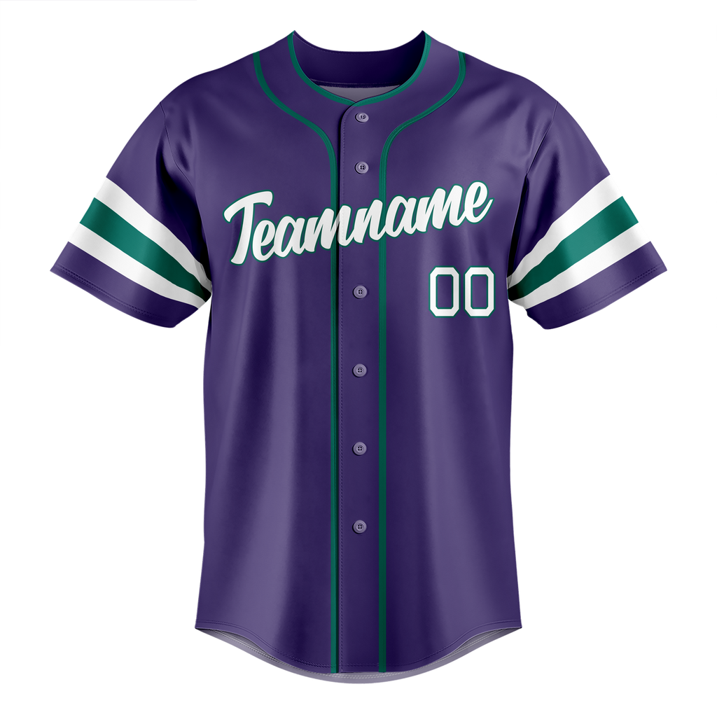 Custom Team Design Dark Purple & Dark Aqua Colors Design Sports Baseball Jersey BB00AD022216