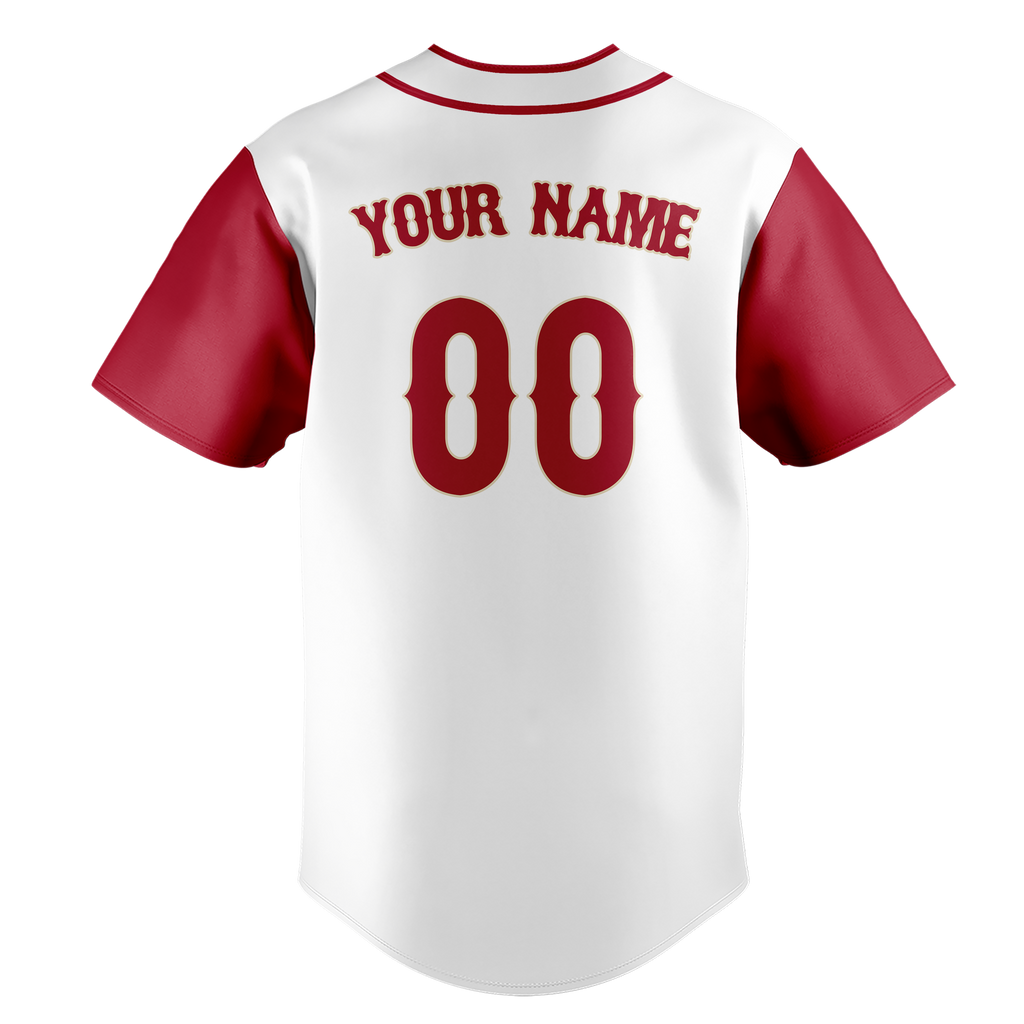 Custom Team Design White & Red Colors Design Sports Baseball Jersey BB00AD040209