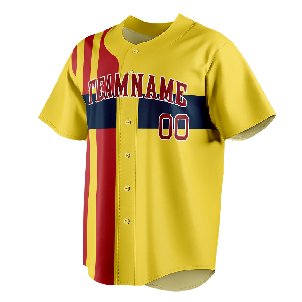 Custom Team Design Yellow & Red Colors Design Sports Baseball Jersey BB00BRS031209
