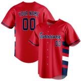 Custom Team Design Red & Navy Blue Colors Design Sports Baseball Jersey BB00CG010918