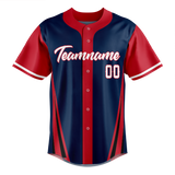 Custom Team Design Navy Blue & Red Colors Design Sports Baseball Jersey BB00CG041809