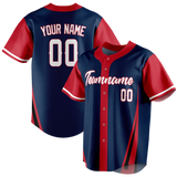 Custom Team Design Navy Blue & Red Colors Design Sports Baseball Jersey BB00CG041809