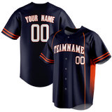 Custom Team Design Navy Blue & Orange Colors Design Sports Baseball Jersey BB00DT011810