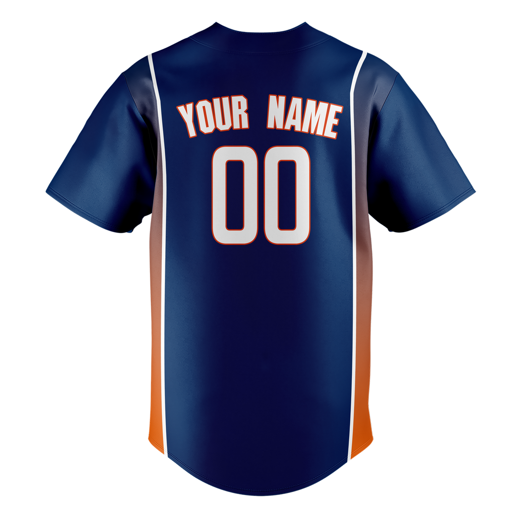 Custom Team Design Navy Blue & Light Orange Colors Design Sports Baseball Jersey BB00HA031811