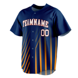 Custom Team Design Navy Blue & Light Orange Colors Design Sports Baseball Jersey BB00HA081811