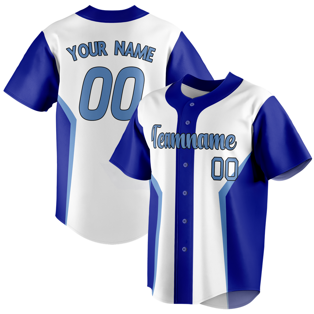 Custom Team Design White & Royal Blue Colors Design Sports Baseball Jersey BB00LAD050219