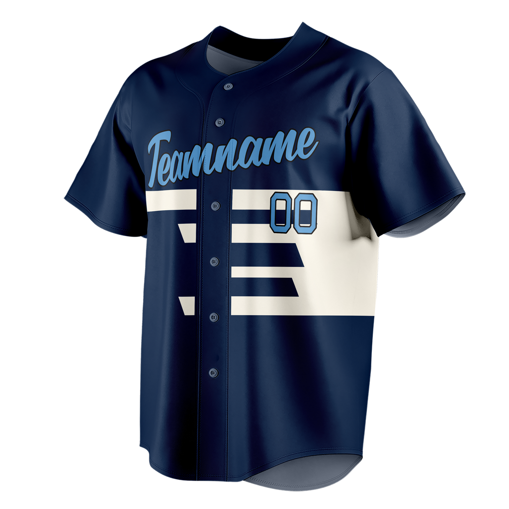 Custom Team Design Navy Blue & White Colors Design Sports Baseball Jersey BB00MB051802