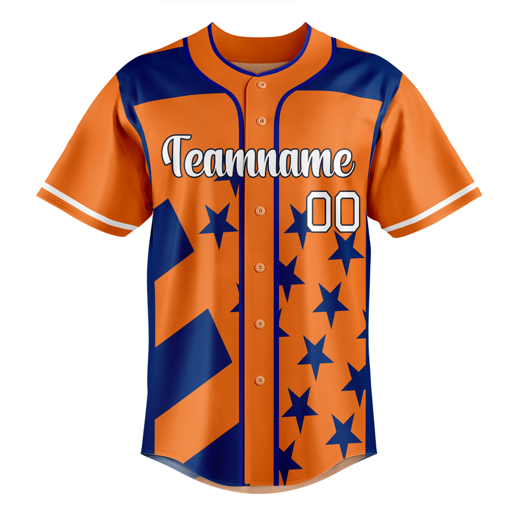 Custom Team Design Orange & Navy Blue Colors Design Sports Baseball Jersey BB00NYM061018