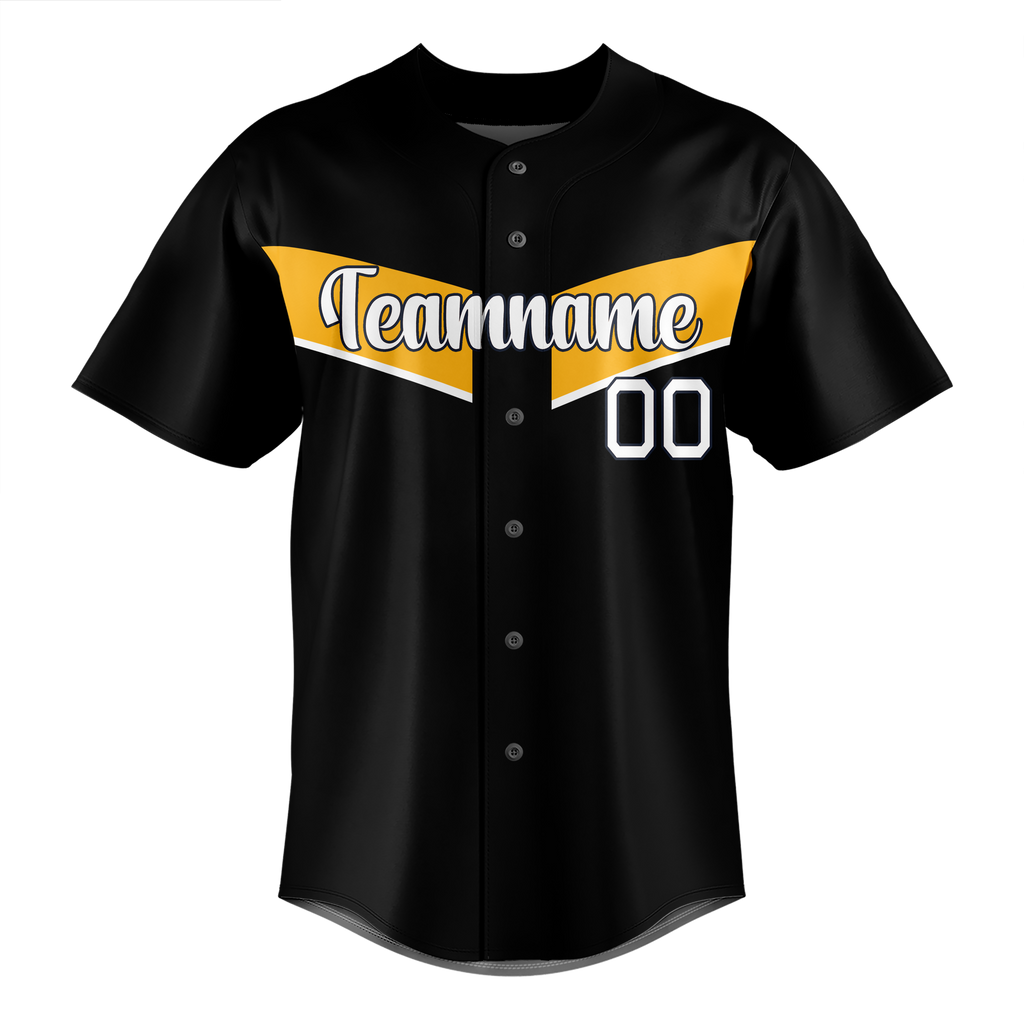 Custom Team Design Black & Yellow Colors Design Sports Baseball Jersey BB00PP040112