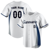 Custom Team Design White & Navy Blue Colors Design Sports Baseball Jersey BB00SF030218