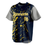 Custom Team Design Navy Blue & Yellow Colors Design Sports Baseball Jersey BB00SF071812