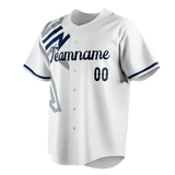Custom Team Design White & Navy Blue Colors Design Sports Baseball Jersey BB00SF080218