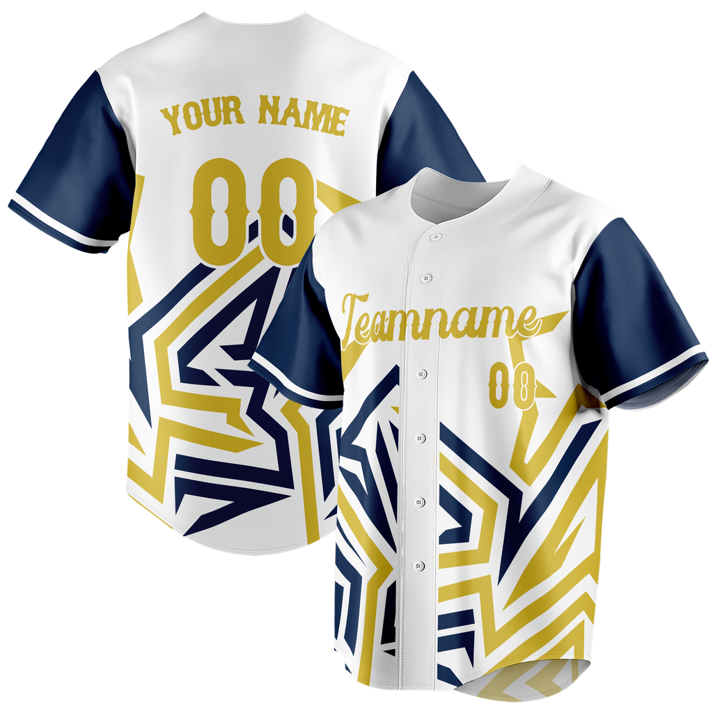 Custom Team Design White & Yellow Colors Design Sports Baseball Jersey BB00SF090212