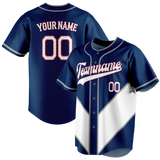 Custom Team Design Navy Blue & White Colors Design Sports Baseball Jersey BB00SM041802