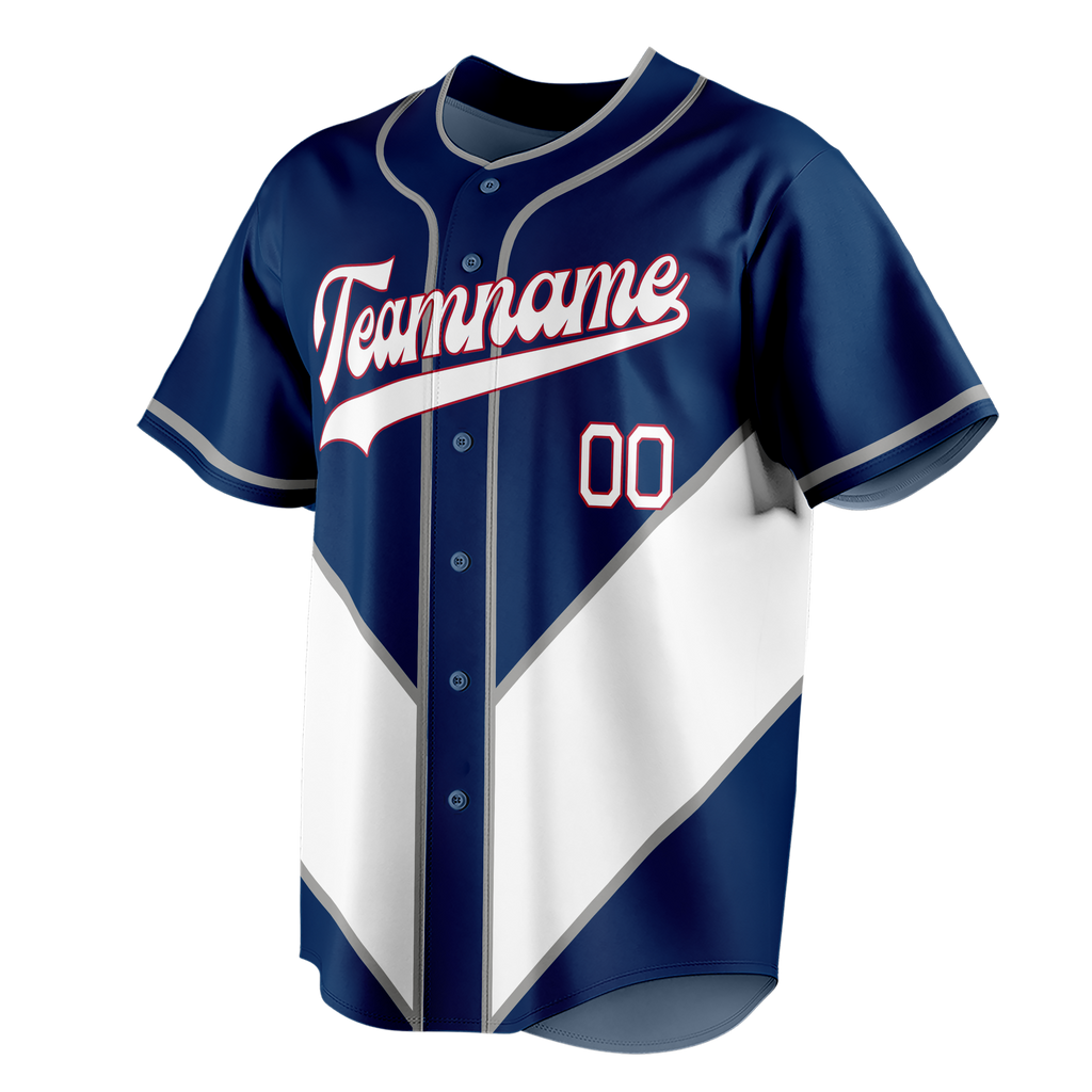 Custom Team Design Navy Blue & White Colors Design Sports Baseball Jersey BB00SM041802