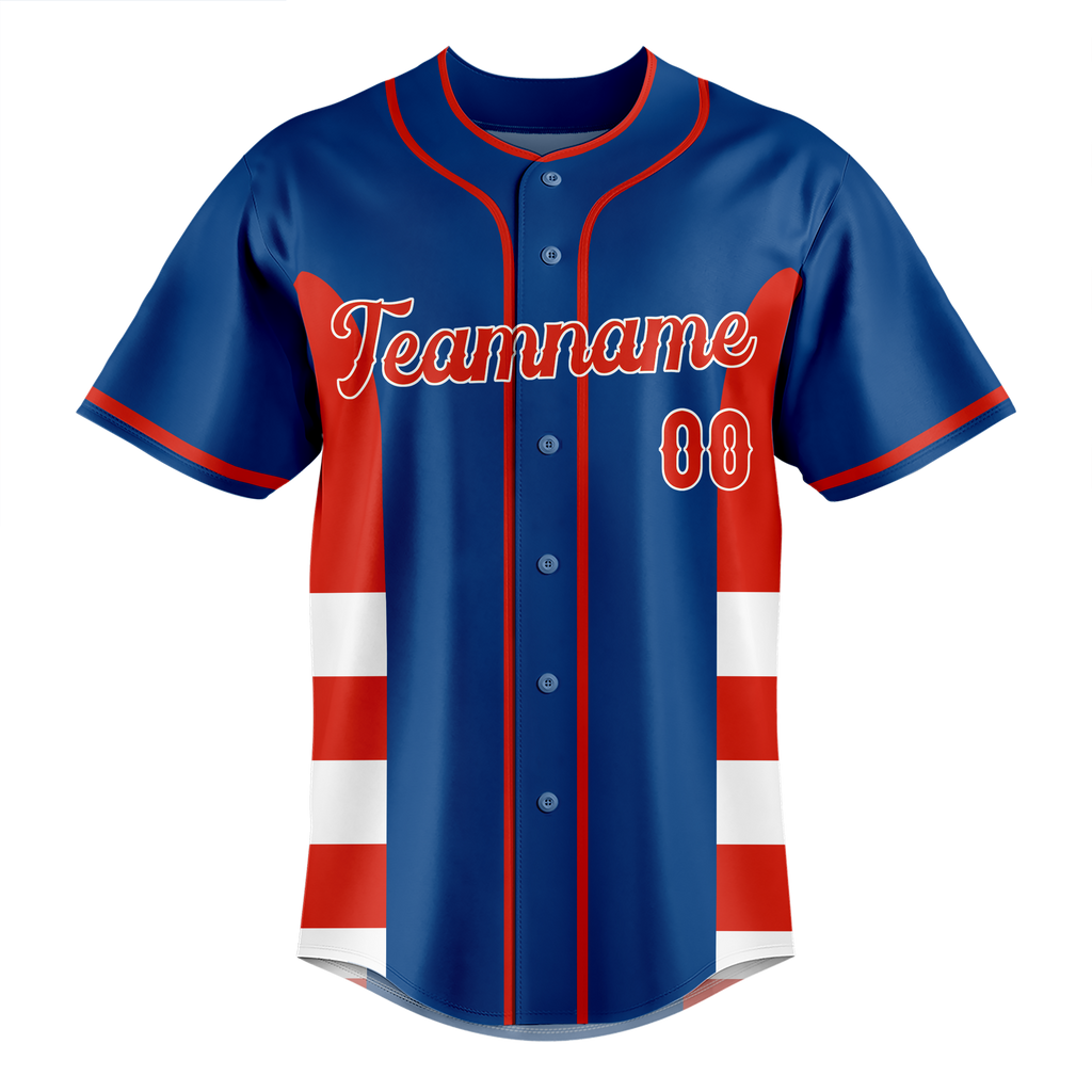 Custom Team Design Blue & Red Colors Design Sports Baseball Jersey BB00TBJ042009