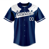 Custom Team Design Navy Blue & White Colors Design Sports Baseball Jersey BB00TBR101802