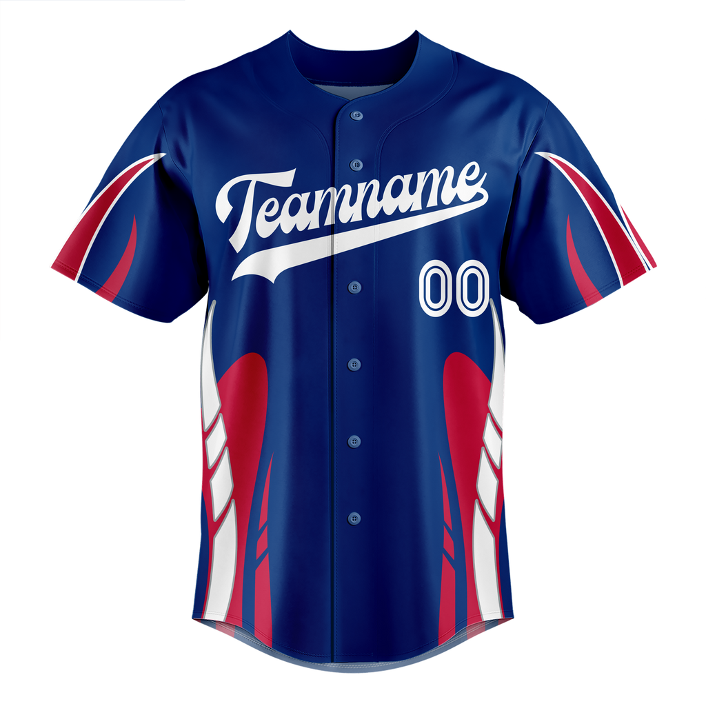 Custom Team Design Royal Blue & Red Colors Design Sports Baseball Jersey BB00TR021909