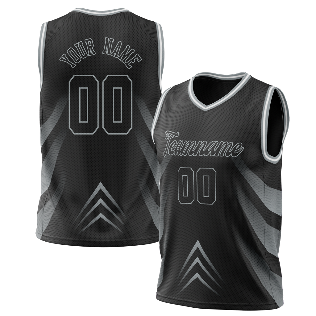 Custom Unisex Black & Gray Pattern Basketball Jersey BS0000010103
