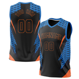 Custom Unisex Black & Royal Blue Pattern Basketball Jersey BS0000020119