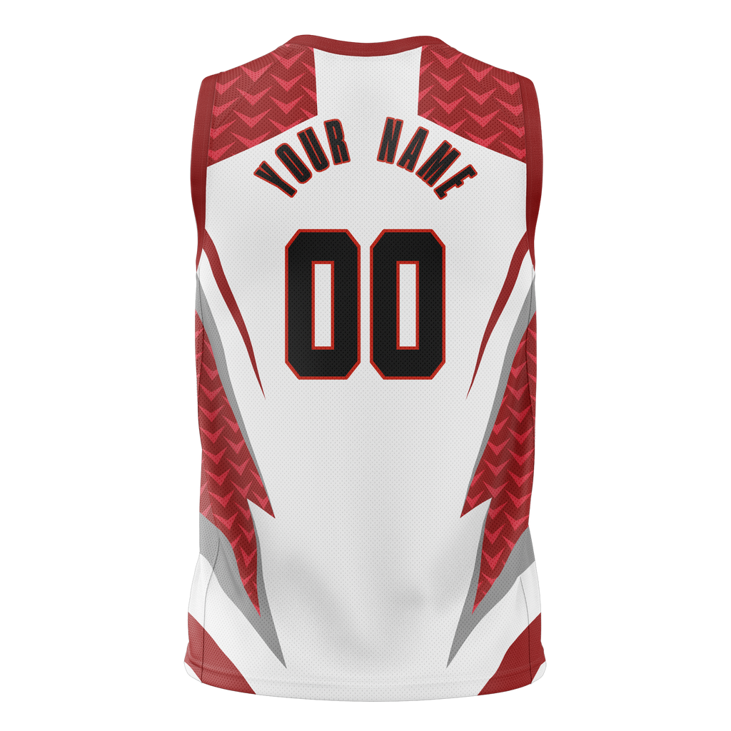 Custom Unisex White & Maroon Pattern Basketball Jersey BS0000020208