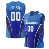 Custom Unisex Navy Blue & Royal Blue Pattern Basketball Jersey BS0000101819