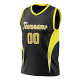 Custom Unisex Black & Yellow Pattern Basketball Jersey BS0000130112