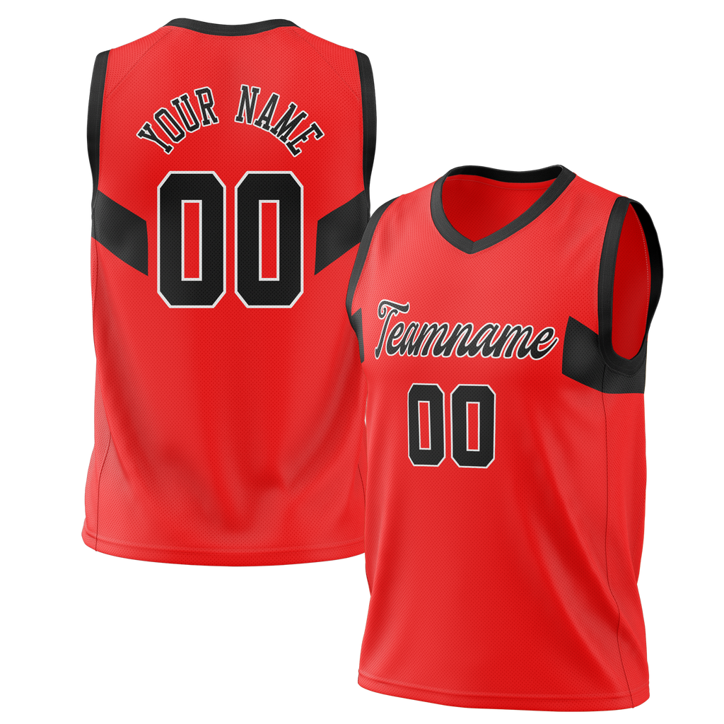 Custom Unisex Red & Black Pattern Basketball Jersey BS0000140901