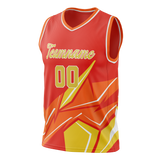 Custom Unisex Red & Yellow Pattern Basketball Jersey BS0000170912