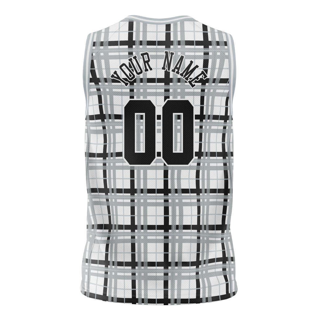 Custom Unisex White & Black Pattern Basketball Jersey BS0000180201