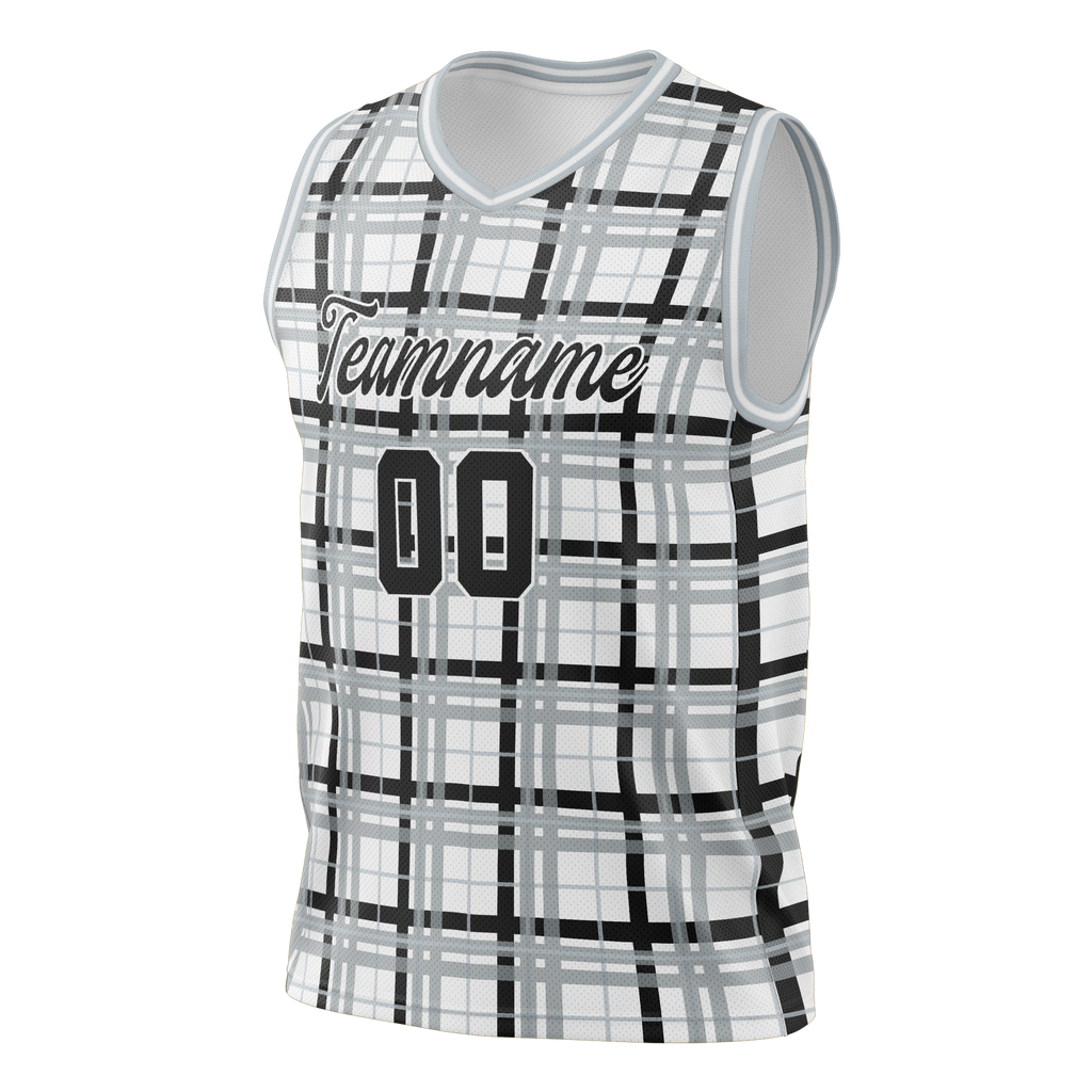Custom Unisex White & Black Pattern Basketball Jersey BS0000180201
