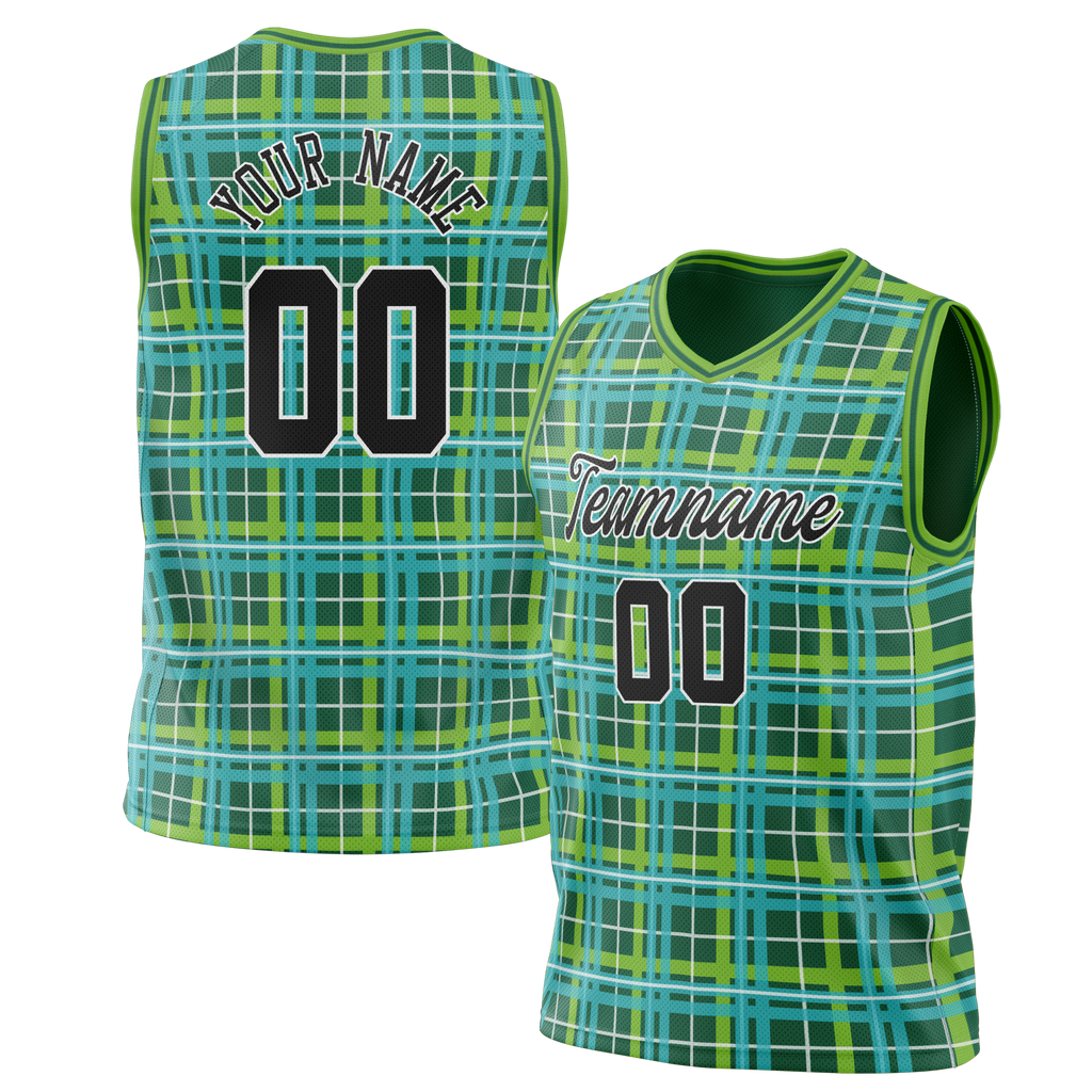 Custom Unisex Kelly Green & Green Pattern Basketball Jersey BS0000181514