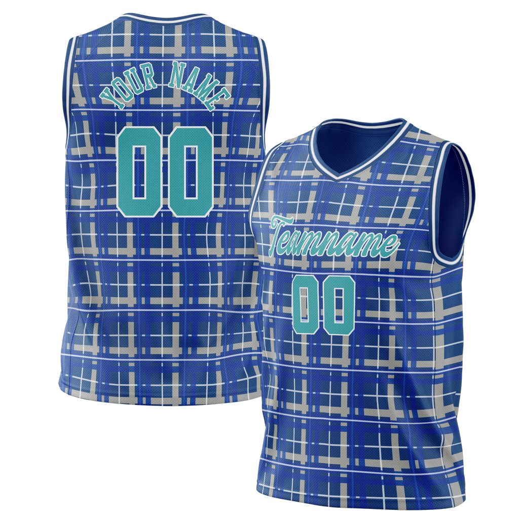 Custom Unisex Royal Blue & Cream Pattern Basketball Jersey BS0000181905