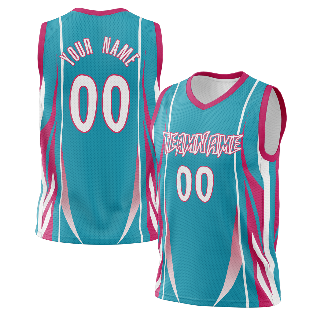 Custom Unisex Teal & Pink Pattern Basketball Jersey BS0000221725