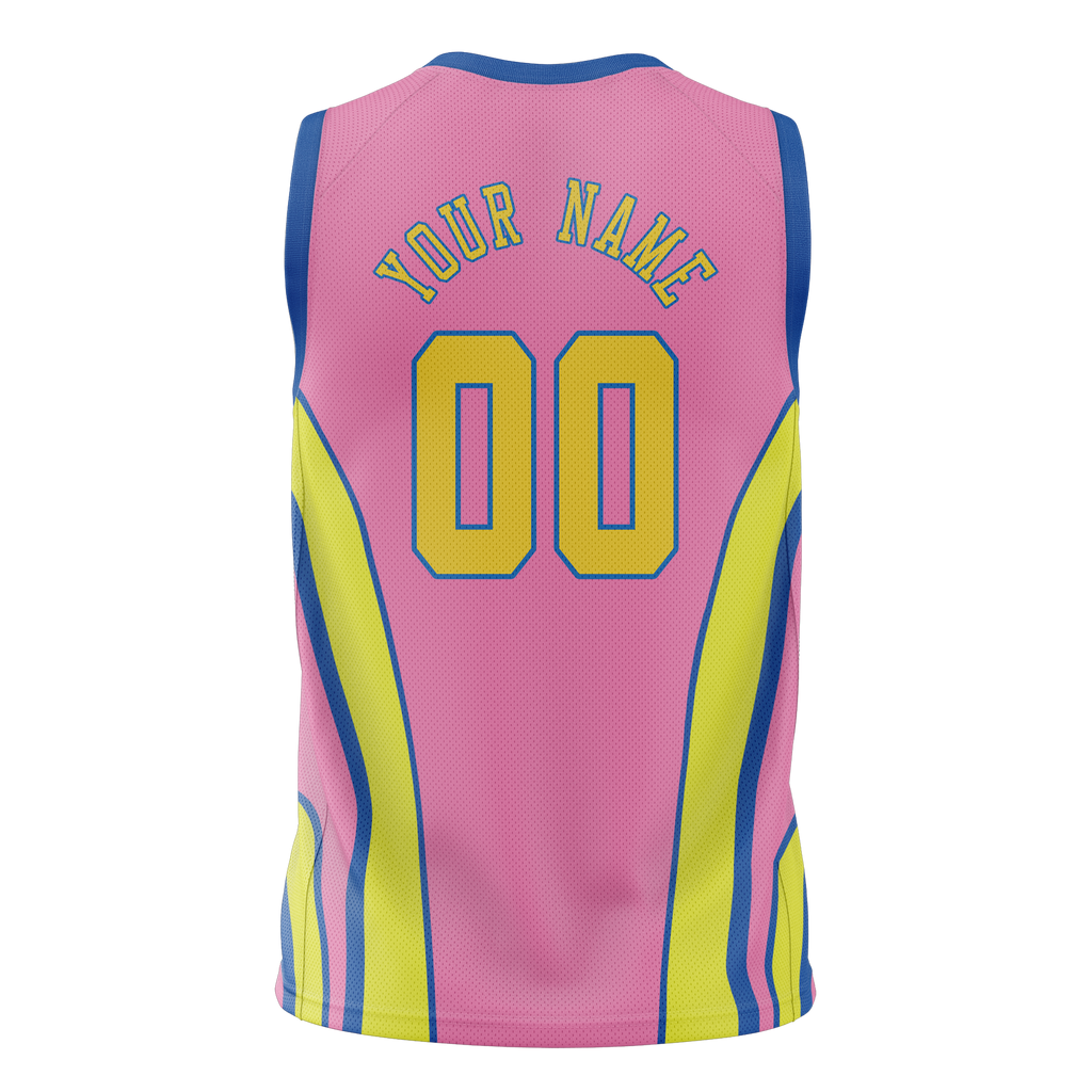 Custom Unisex Light Pink & Yellow Pattern Basketball Jersey BS0000272612