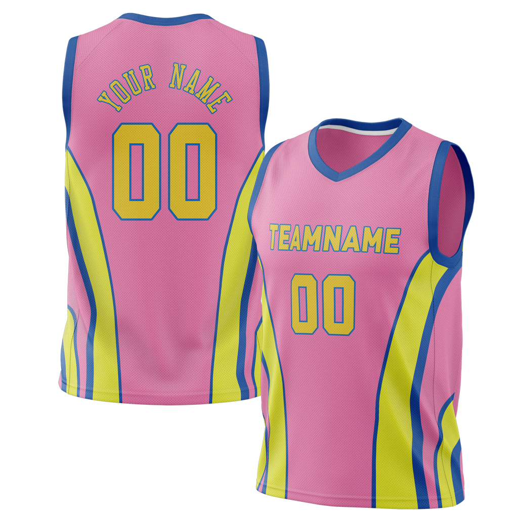 Custom Unisex Light Pink & Yellow Pattern Basketball Jersey BS0000272612
