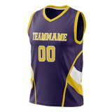 Custom Unisex Dark Purple & Yellow Pattern Basketball Jersey BS0000282212