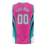 Custom Unisex Pink & Dark Aqua Pattern Basketball Jersey BS0000322516