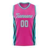 Custom Unisex Pink & Dark Aqua Pattern Basketball Jersey BS0000322516