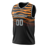 Custom Unisex Black & Light Orange Pattern Basketball Jersey BS0000330111