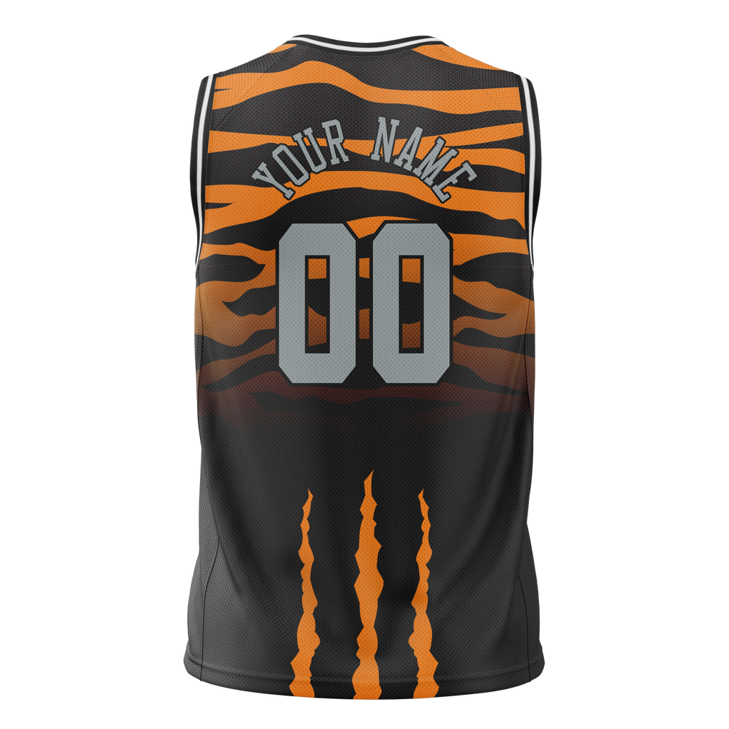 Custom Unisex Black & Light Orange Pattern Basketball Jersey BS0000330111