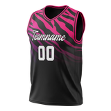 Custom Unisex Black & Pink Pattern Basketball Jersey BS0000330125