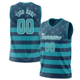 Custom Unisex Dark Aqua & Teal Pattern Basketball Jersey BS0000391617